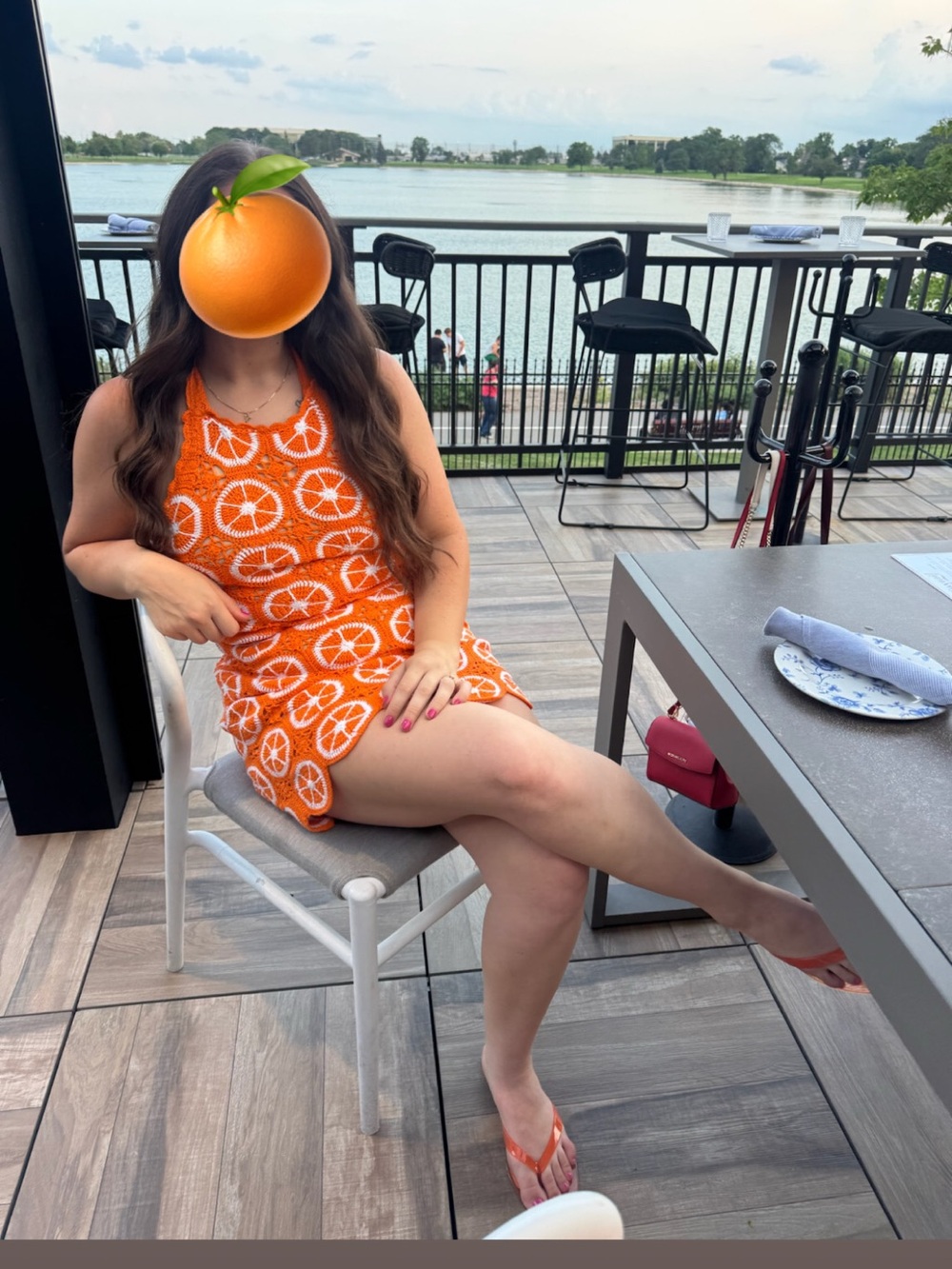 Show Me Your MuMu Orange & White Crochet Mini Dress - Picture 4 of 5